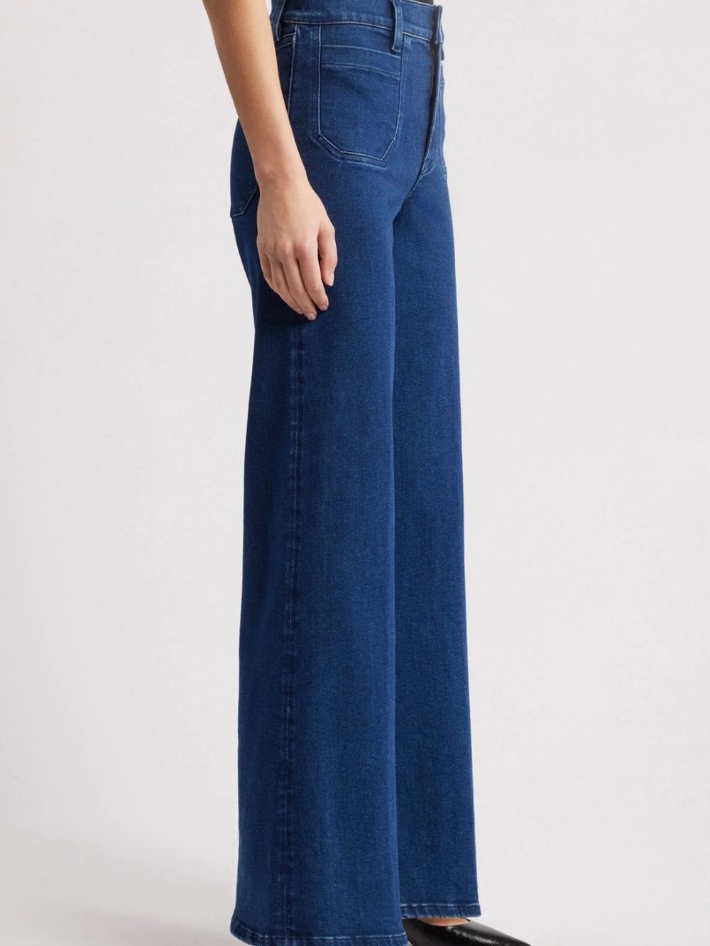 FRAME Le Slim Palazzo Patch Pocket High Rise Wide Leg Jeans Medium Wash Size 30 - Picture 2 of 9